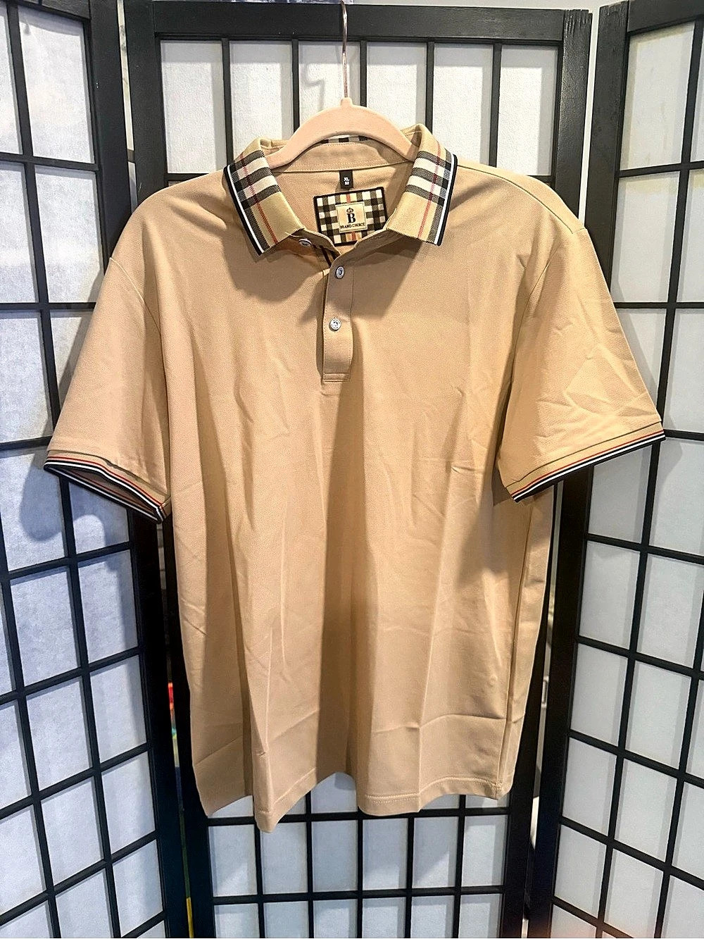 Brand Choice Color Block Polo in Beige XL Like New (G3)
